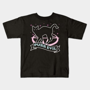 Purr Evil Cat - Pastel Goth Halloween Black Cat Lover Kids T-Shirt